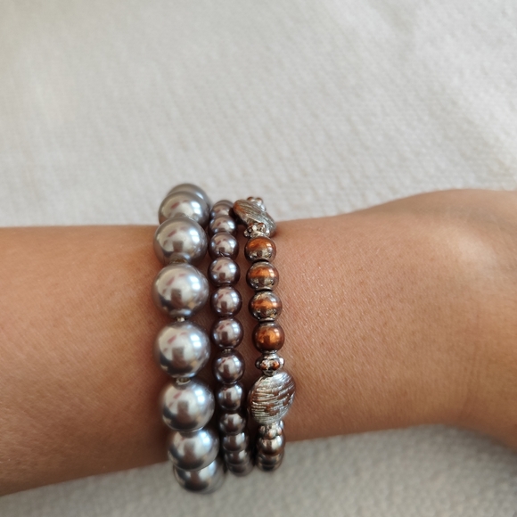 Set of 3 bracelets in Silver/Bronze tone - Picture 5 of 6